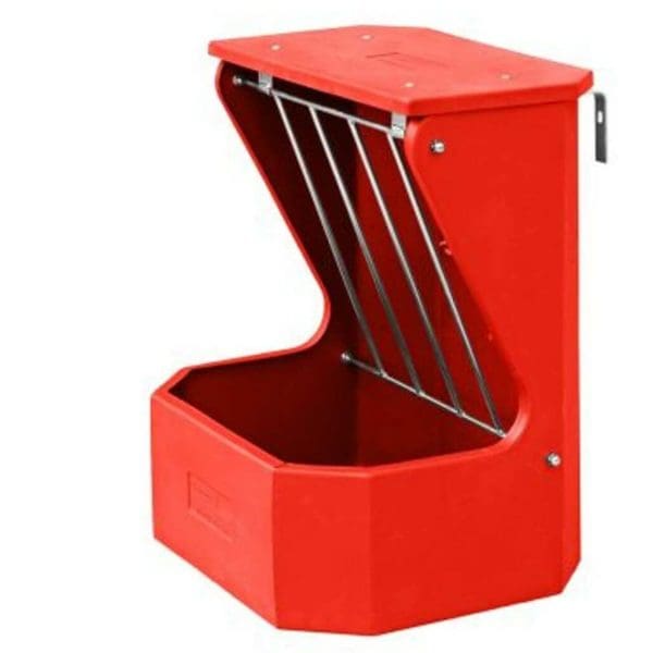 Red Hay Rack for horses with lid