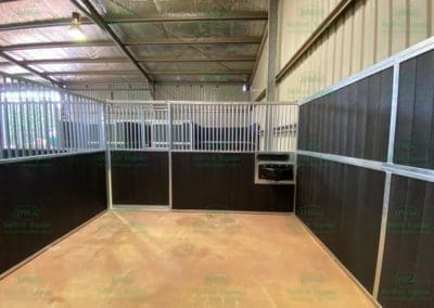 Inside of newly installed horse stables