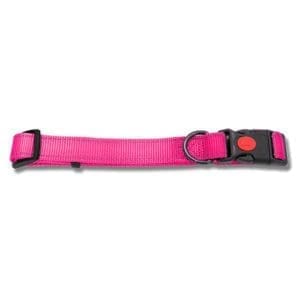 PINK Nylon Dog Collar – Adj Webbing with Reflective Strips