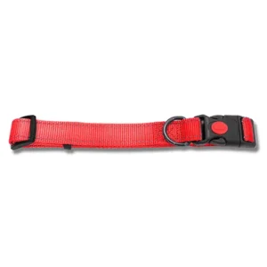 Red Nylon Dog Collar – Adj Webbing with Reflective Strips